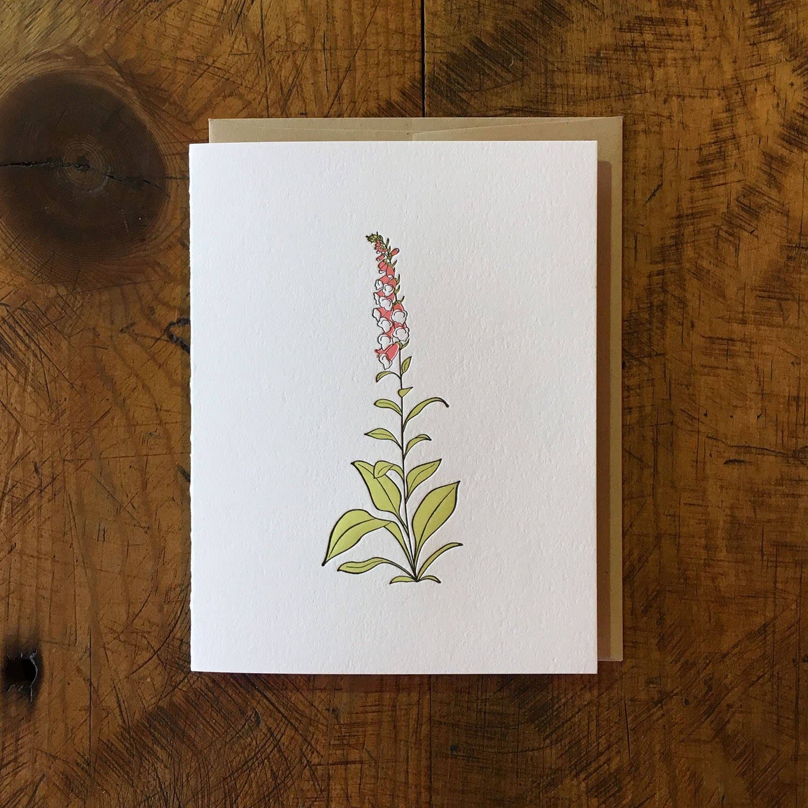 Green Bird Press - Wholesale Everyday Greeting Card - Foxglove Wildflower Letterpress Card