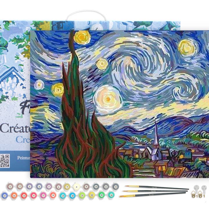 Paint by numbers Van Gogh Starry Night - Framed canvas for wholesale by Figured'Art (UK)
