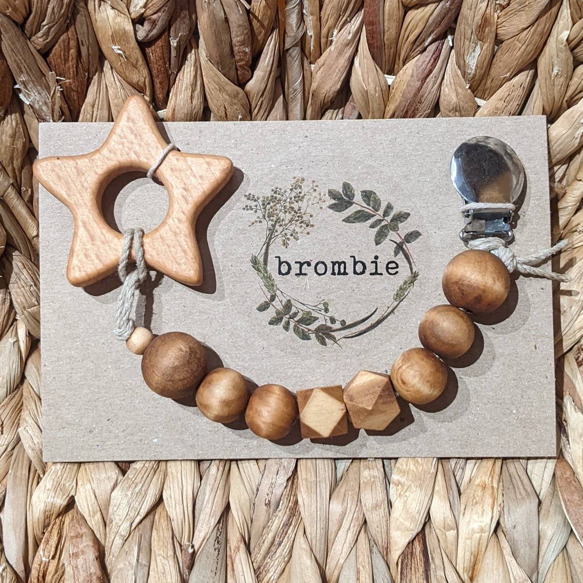 Brombie - Wholesale Pacifier Clip - Baby - Interchangable wooden pacifier clip with wooden teether5