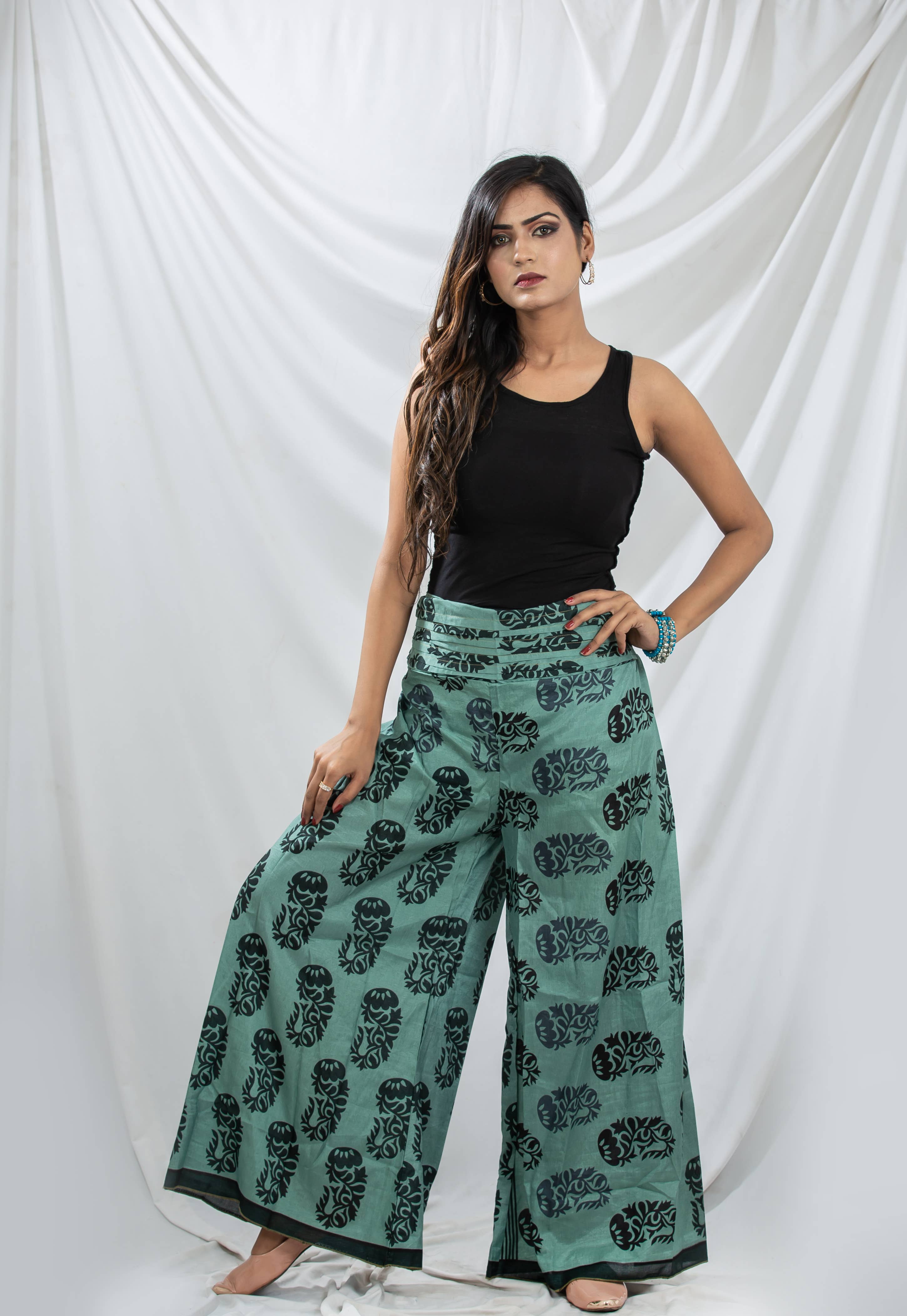 Meghcraft - Wholesale Pants - Women's - Silk Vintage Upcycled Silk Trouser-Wide Leg Pants-Palazzo13