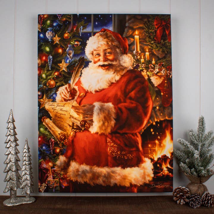 Checking It Twice 18x24 Fully Illuminated LED Wall Art for wholesale by Glow Decor