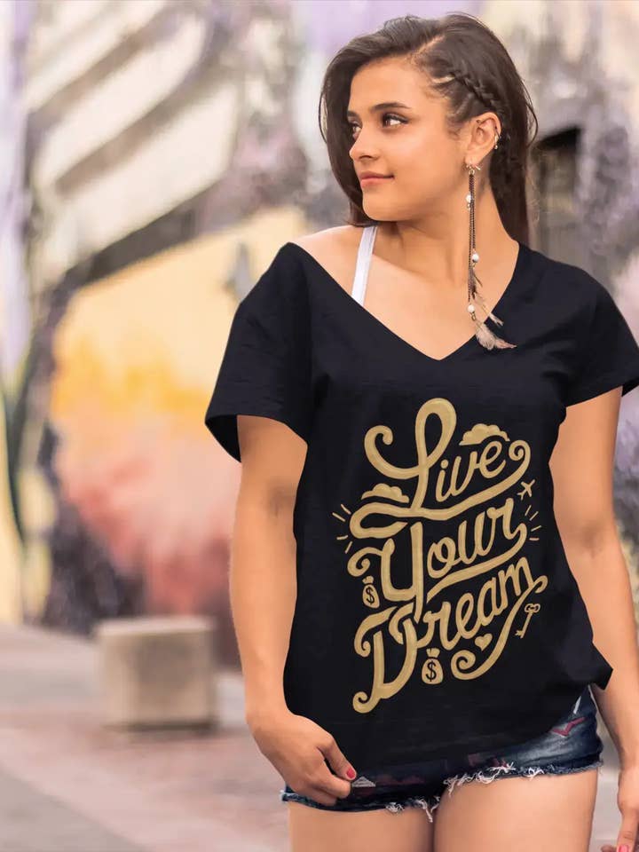 ULTRABASIC T-shirt til kvinder Live Your Dream - Inspirerende Motivation Slogan Tee for engroshandel hos ULTRABASIC
