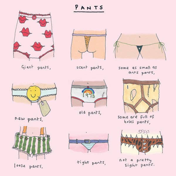 'Pants II' Greetings Card , FP35 for wholesale by Poet and Painter