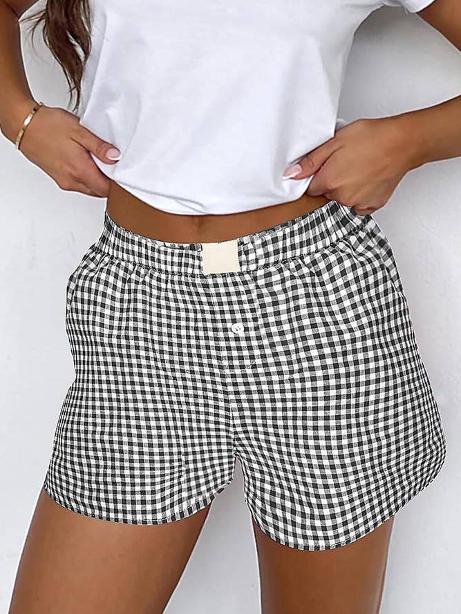 UNISHE - Wholesale Shorts - Women's - High Waist Plaid Shorts ZK1963