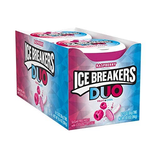 Shop The King - Wholesale Mints - Ice Breakers Break Duo Mint Rasp 8 Per Box0