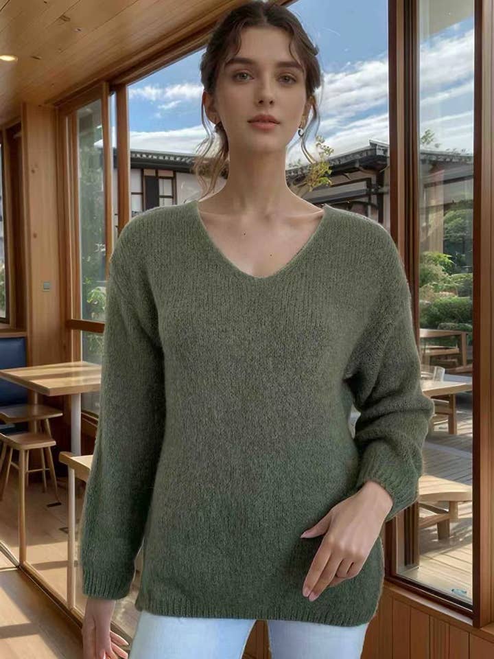 Langärmeliger Knopf-Pullover LMM-P3030 für den Großhandel von ORNELLA PARIS