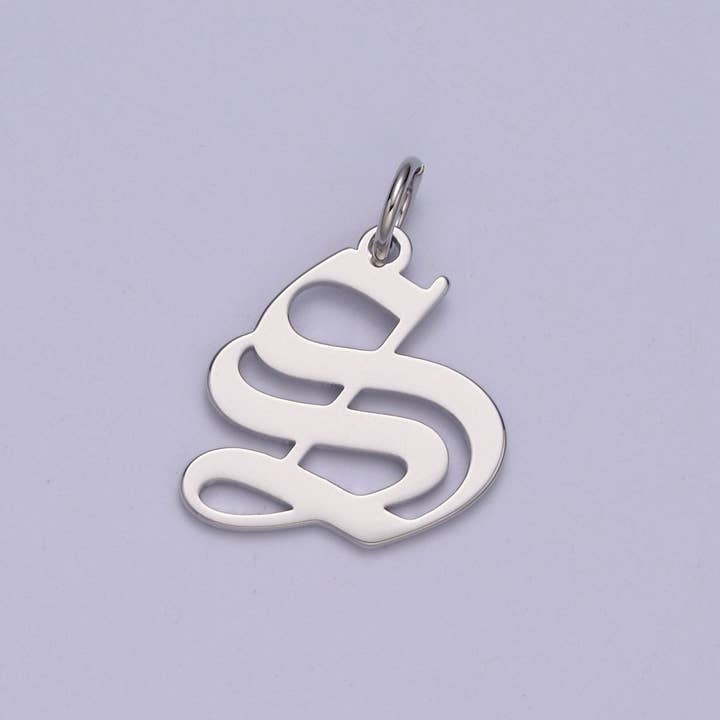 Aim Eternal - Wholesale Individual Charm/Pendant - Gothic Letter Charm, Alphabet Charm, Silver Letter Charm, 26 Letters Initial Charms Old English Letter Pendant A690~A70218