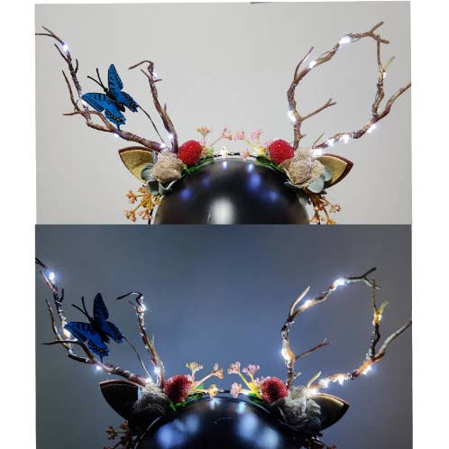 Reindeer Antler Branch LED Light-Up Headband Christmas for wholesale by Freebird Revolution