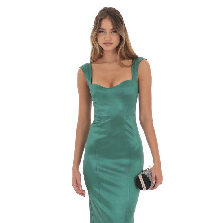 Lucy In The Sky - Vendita all'ingrosso Vestito - Donna - Abito lungo aderente in raso verde3