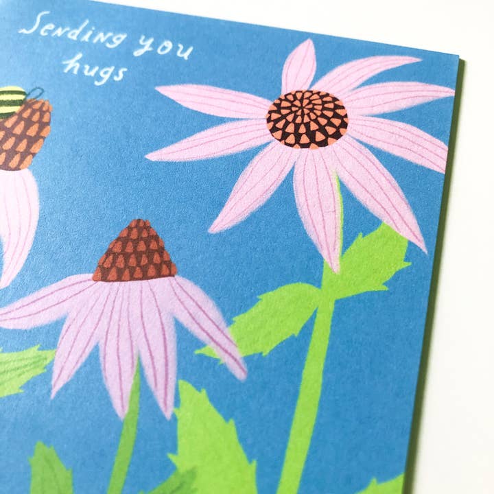 Honeyberry Studios - Wholesale Encouragement Card - Echinacea Sending Hugs Encouragement Greeting Card 2