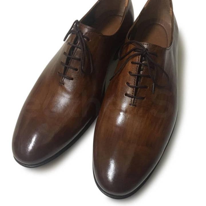 Men Brown Handmade Genuine Leather Shoes for wholesale by Leather Skin Shop