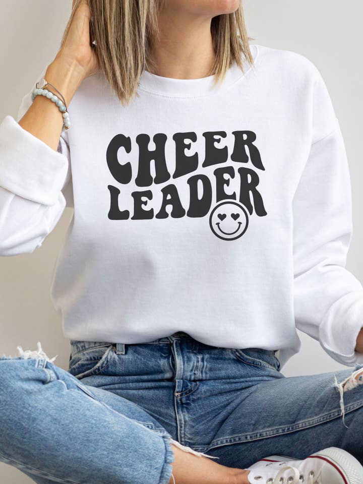 Cheerleader Retro Smiley Graphic Sweatshirt for wholesale by Fan Gear Central