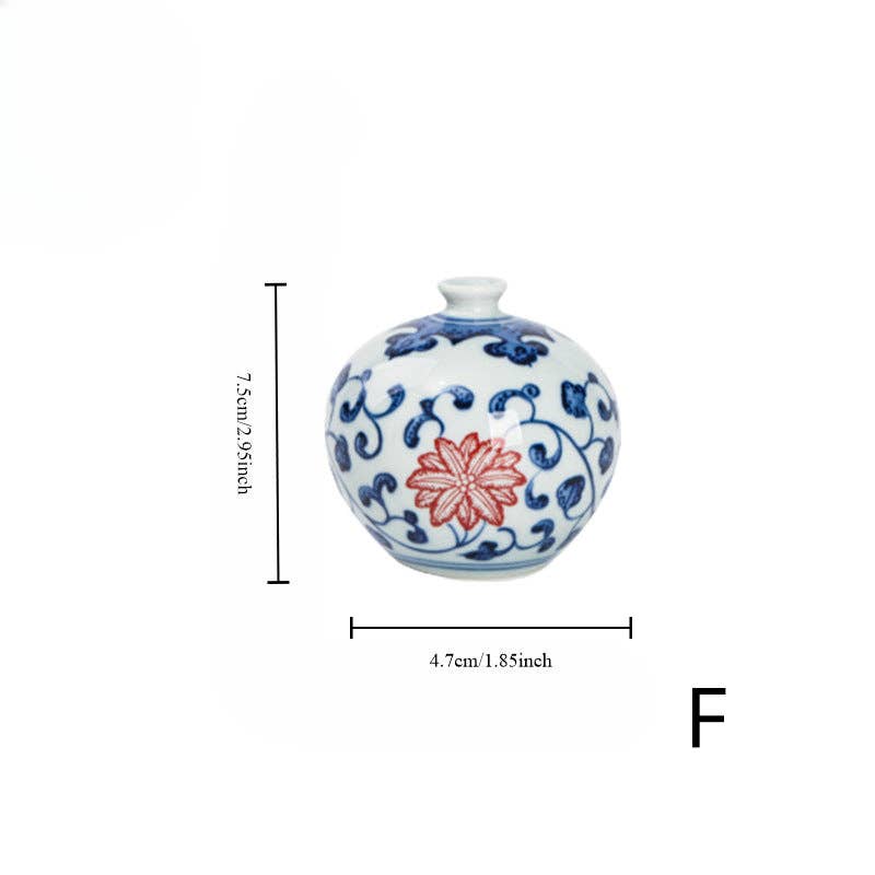 Gohobi （We cover U.S. import duties） - Wholesale Vase - Gohobi Hand-painted Blue and White Porcelain Vase (Red Flowers)5