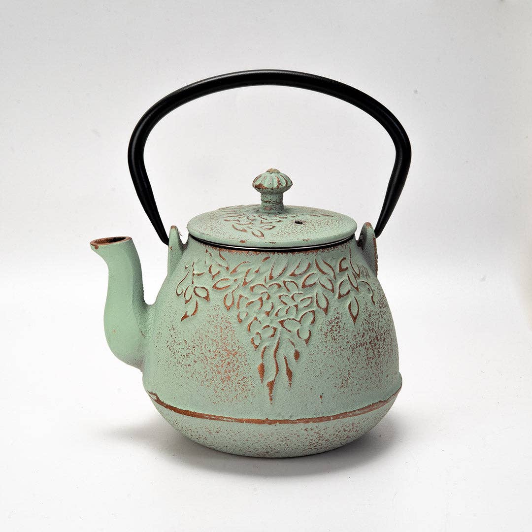 Urban Tokyo - Wholesale Tea Pot - Mint Green Leaves Design 32oz Cast Iron Tea Pot (1/8)3