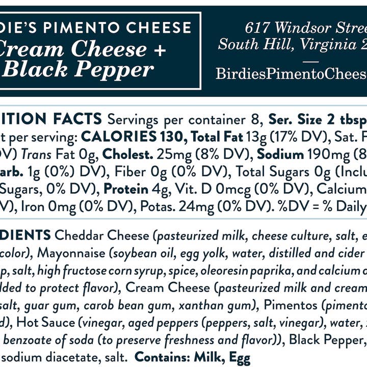 Birdie's Pimento Cheese - Wholesale Cheese - Booster Pack: Click the box, give us the details