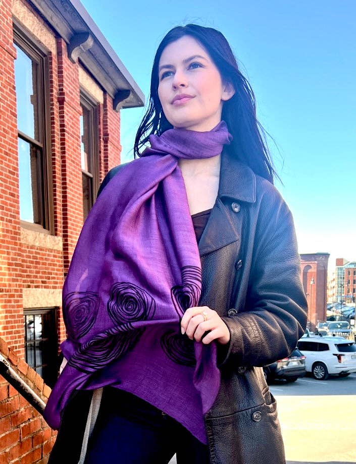 Wooven - Wholesale Scarf - Women's - Screen Printed Silk Blend Scarves in 13 colors and patterns, hand printed in Vietnam23