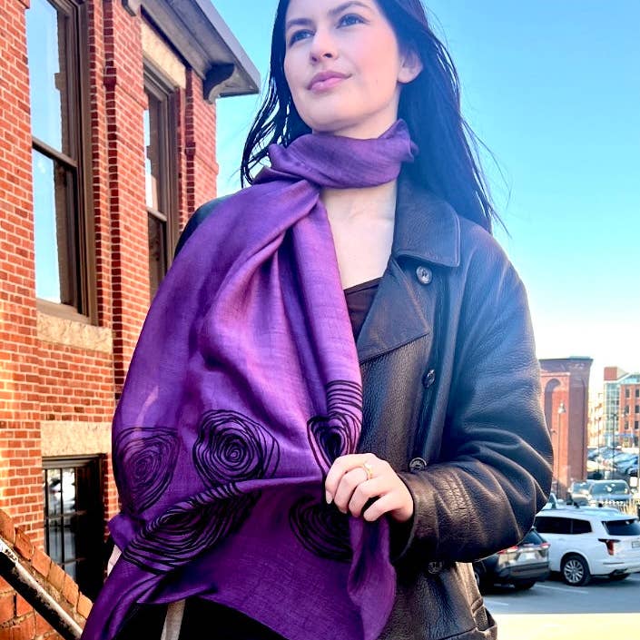 Wooven - Wholesale Scarf - Women's - Screen Printed Silk Blend Scarves in 13 colors and patterns, hand printed in Vietnam23