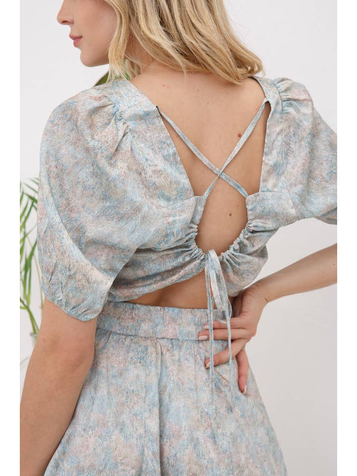 MINT 31365SET - Woven Round Tunnel Back Tie Elastic Skort Set for wholesale on Faire6