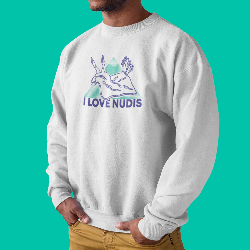 I LOVE NUDIS™ Crewneck Sweatshirt - White for wholesale on Faire4