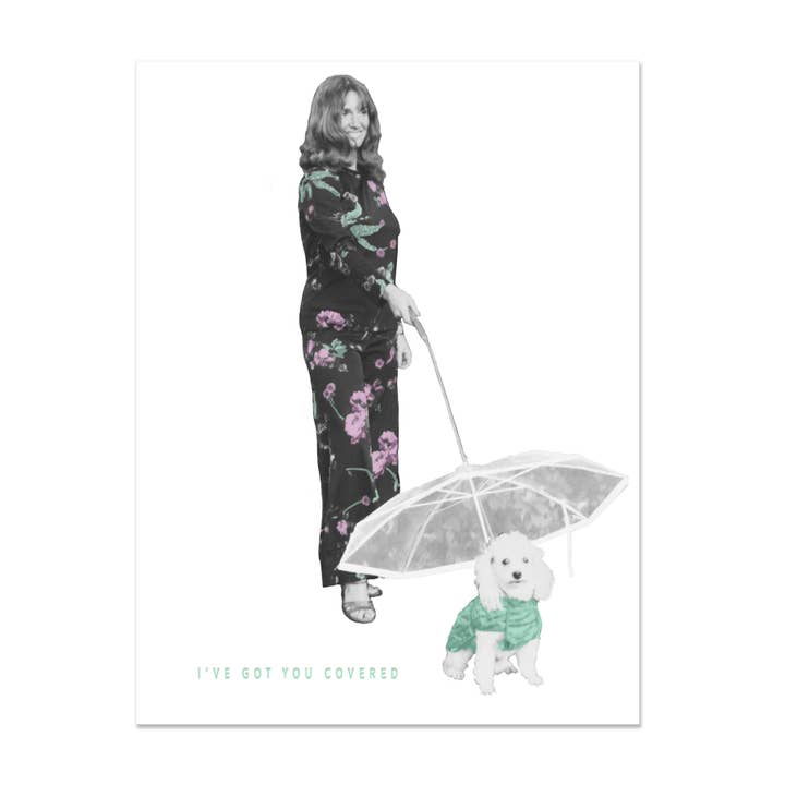 Embued Photophiles - Vendita all'ingrosso Biglietti "Ti penso" - Ombrello con guinzaglio a forma di barboncino I've Got You Covered Card
