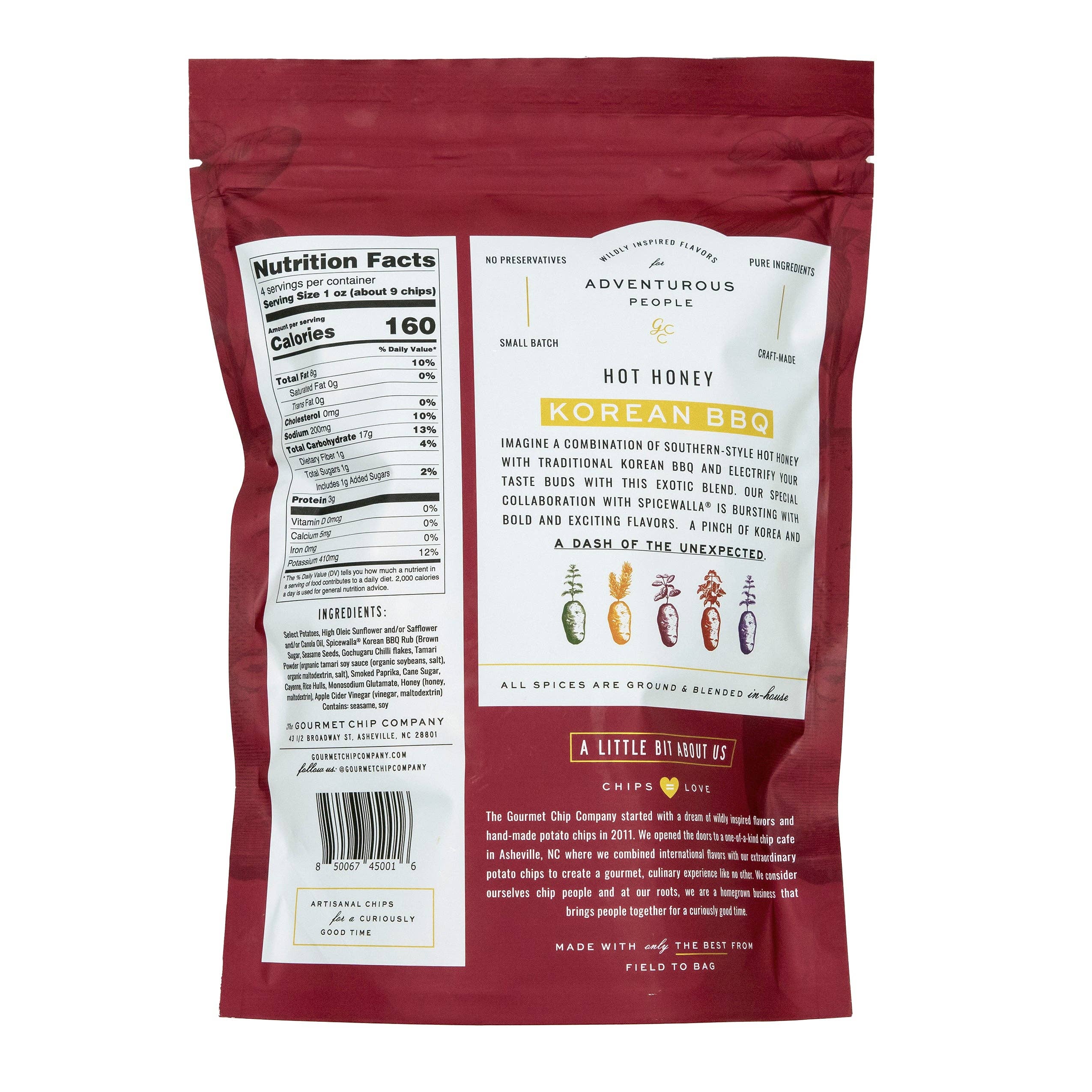 The Gourmet Chip Company - Wholesale Chips - Hot Honey Korean BBQ Thick Cut Potato Chips - Case of 123