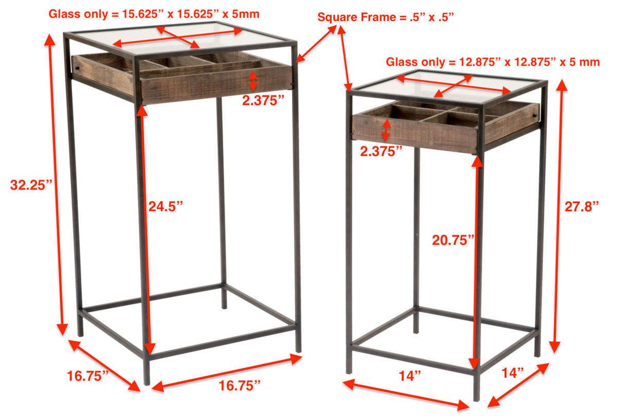 Tripar International – Engroshandel Tebord – Sæt med 2 sideborde med glas Top Opbevaring Skuffe3