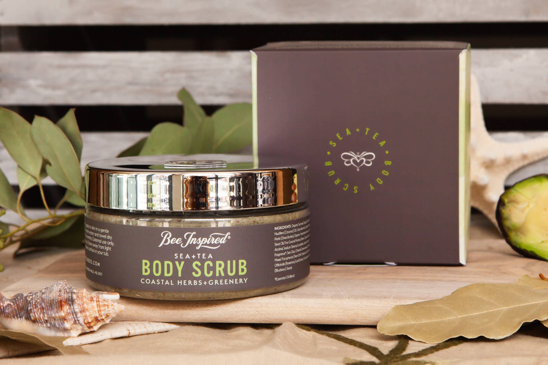 Bee Inspired - Wholesale Body Scrub/Exfoliant - Sea + Tea Body Scrub | 8oz Coastal Herbs Body Scrub9