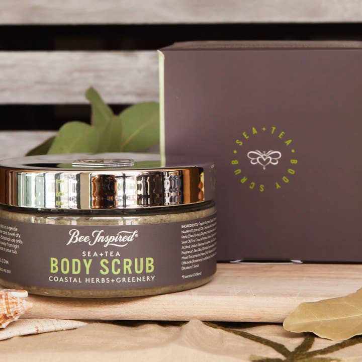 Bee Inspired - Wholesale Body Scrub/Exfoliant - Sea + Tea Body Scrub | 8oz Coastal Herbs Body Scrub9