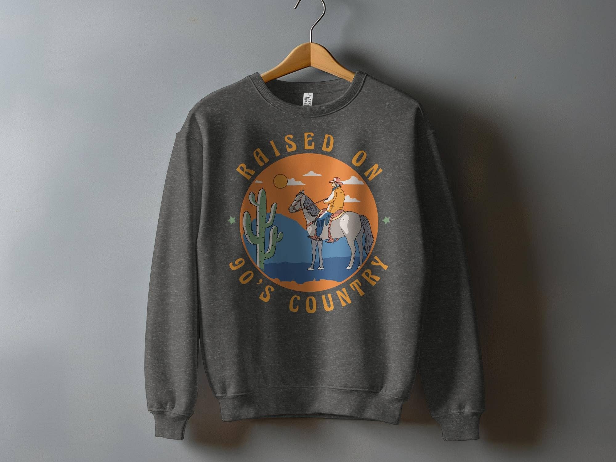 FreakyTeeFactory - Wholesale Screen Printed T-Shirt - Women's - Vintage 90's Country Raised Graphic Tee, Western Cowboy & Horse T-Shirt, Retro Style Shirt7