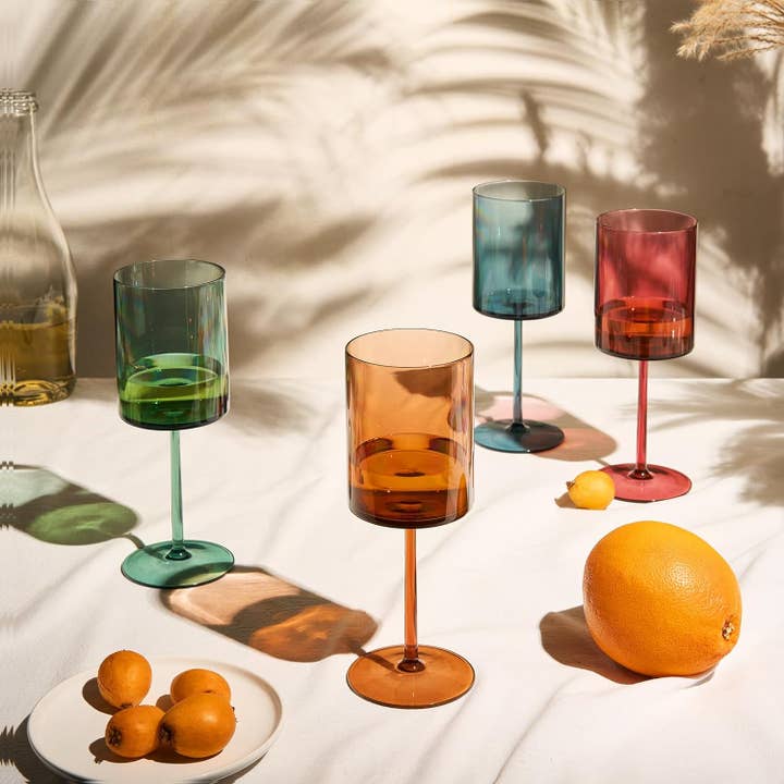 The Wine Savant / Khen Glassware - Wholesale Wine Glass - Unbreakable Stemmed Square Tritan Acrylic Plastic Set of 43