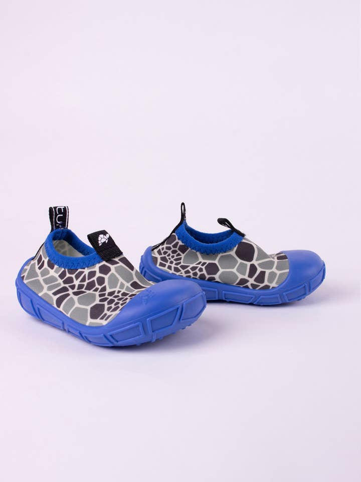 aqua shoes in blue with turtle shell print for wholesale by Turtl