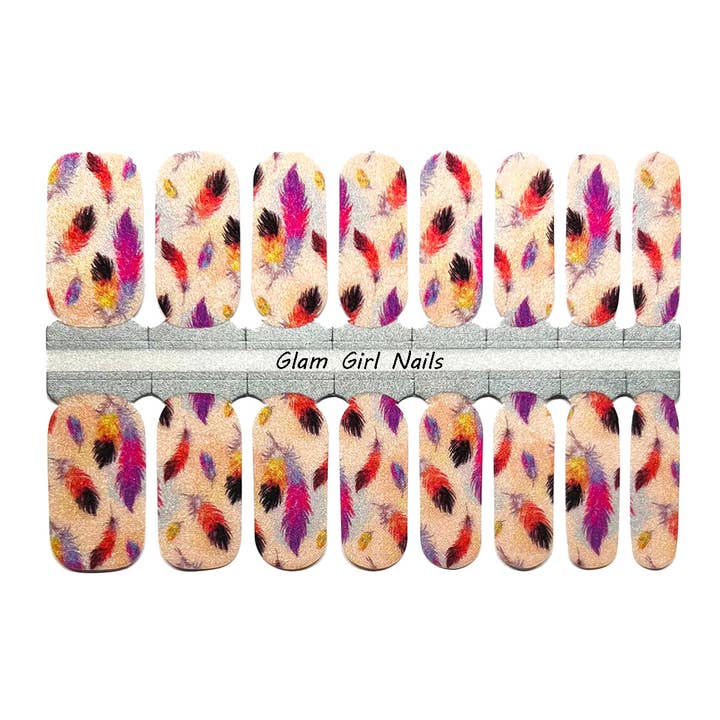 Boho Fjer Nail Wraps for engroshandel hos Glam Girl Nails
