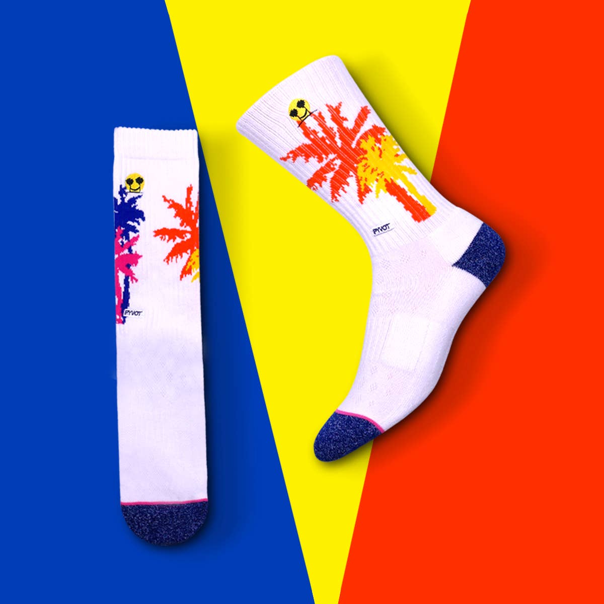White Re:Lax Sunset Palms Socks for wholesale on Faire5