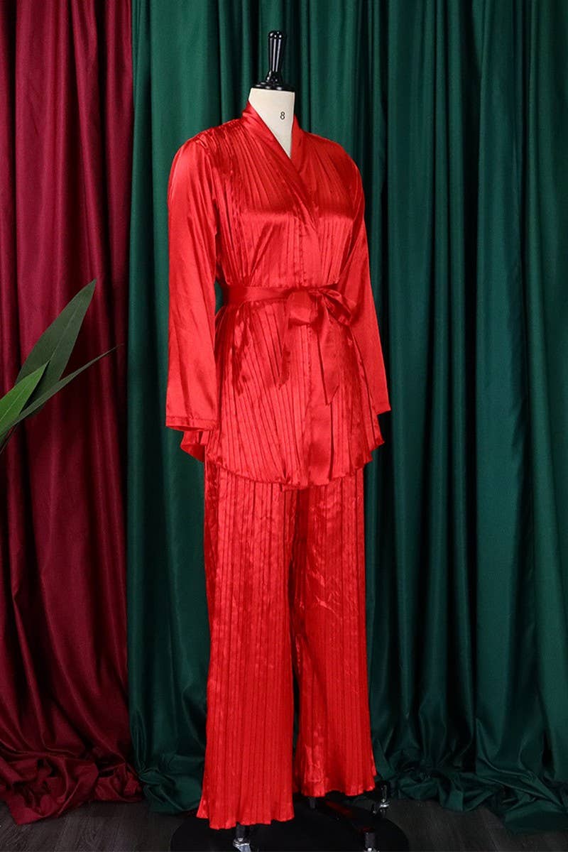 NINEXIS - Wholesale Top & Pant Set (NOT Loungewear) - Women's - CWSTB0523_PLUS SIZE  LACE UP SHIRT  TROUSERS TWO-PIECE SET13