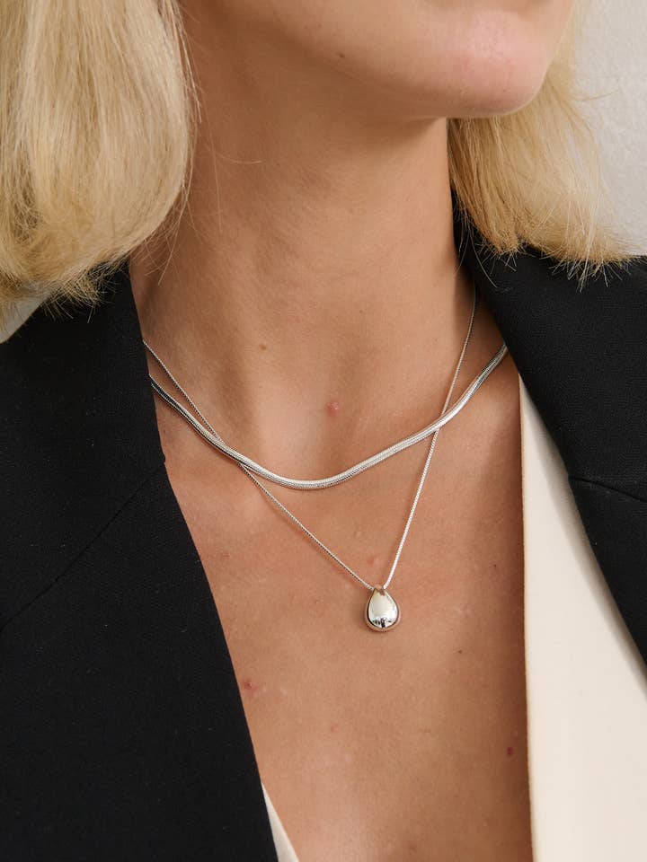 Droplet Sterling Silver Plated Necklace for wholesale by Angels Whisper Accessories