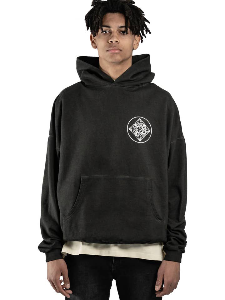 SUDADERA CON CAPUCHA LOST ANGELES - NEGRO VINTAGE para venta al por mayor de BOMBER CLOTHING