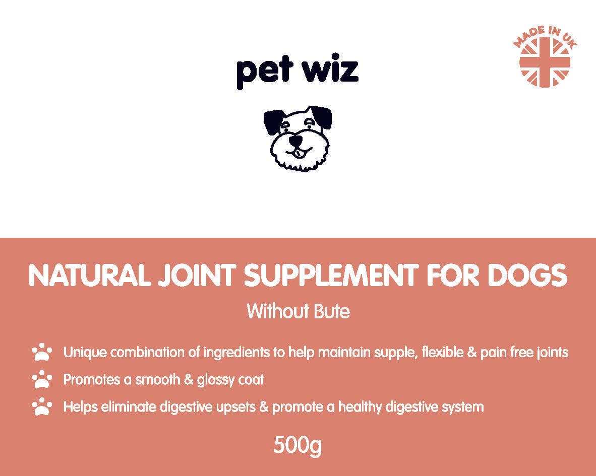 Pet Wiz – wholesale Pet supplement – Dog – Natural Joint Supplement for Dogs - Without Bute - 500g1