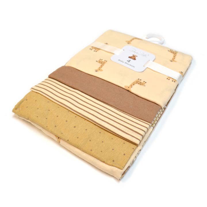 100% Cotton Rene Rofe 4-Pack Flannel Receiving Baby Blankets for wholesale by Lollipop Dreams