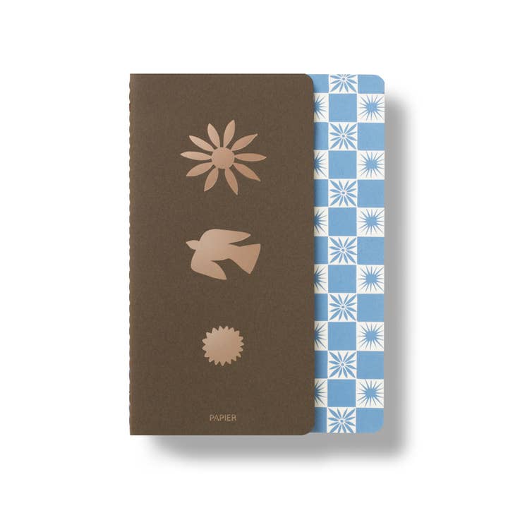 Lined Notebook Set, Softcover A5 & A6 - Checkerboard & Foil for wholesale by Papier