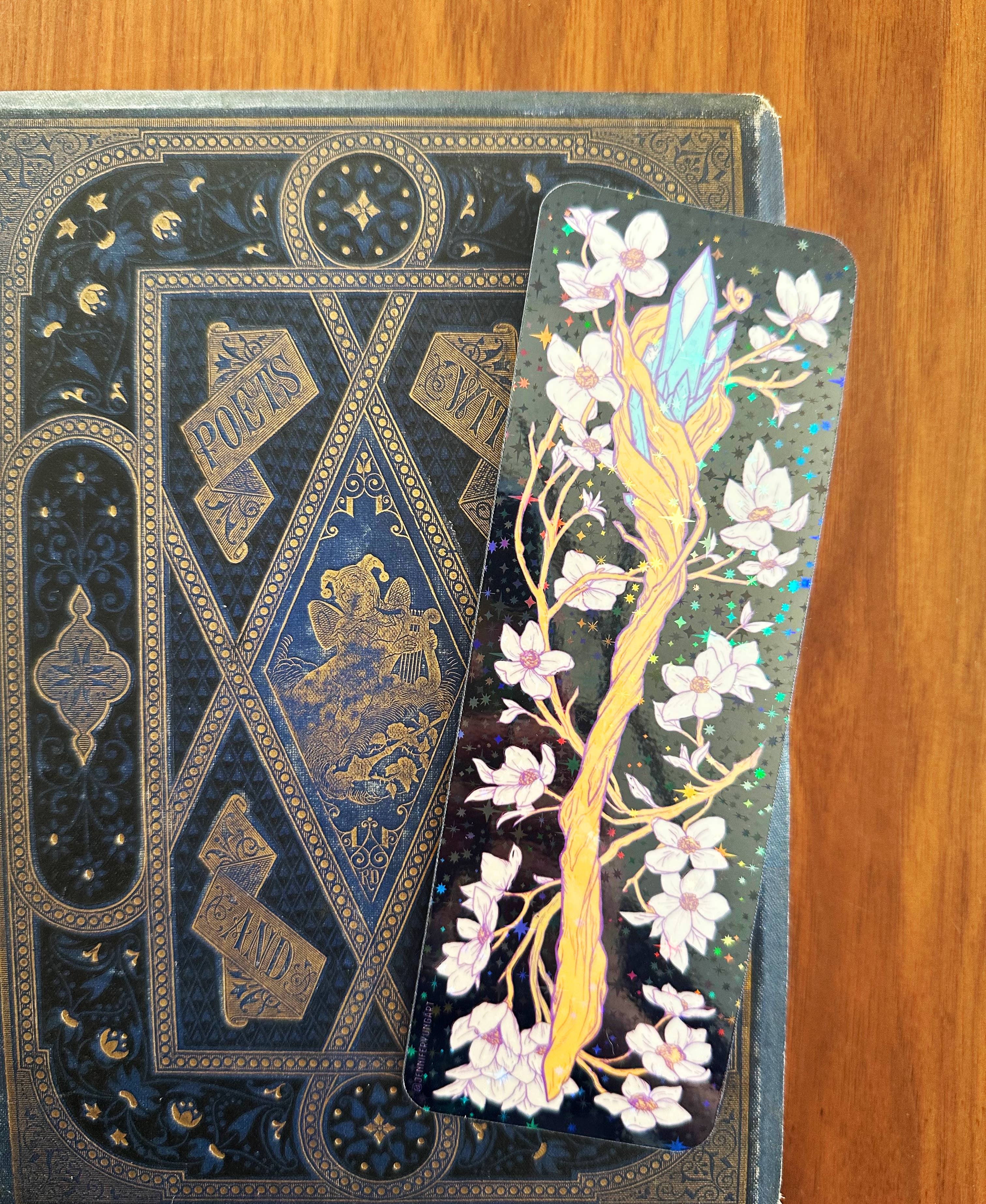 Jennifer Yung Art - Wholesale Bookmark - Fantasy Mystical Sword Wand Botanical Holographic Bookmark 8