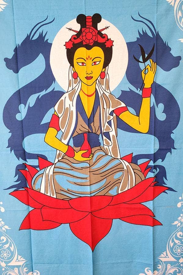 GREENROOTS USA LLC - Wholesale Tapestry/Textile - Quan Yin Multi Color Tapestry 54x86"1
