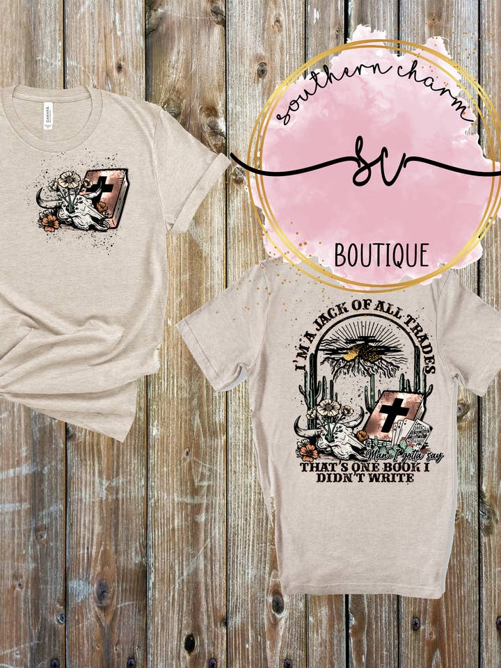 Camiseta Heather Dust con la leyenda «I'm a Jack of All Trades» para venta al por mayor de Southern Charm Boutique