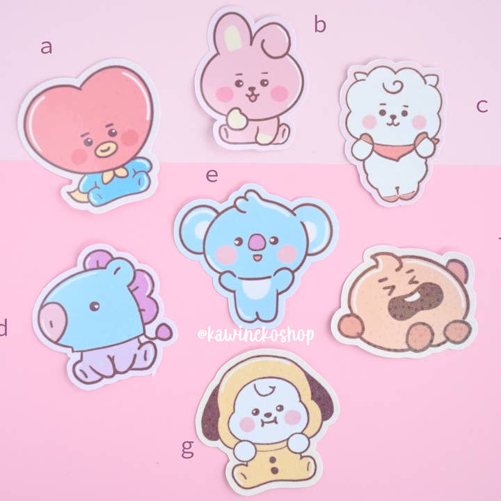 baby kpop cartoon Waterproof kpop die cut sticker set for wholesale by Kawineko