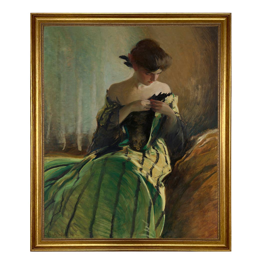 Madison Bay Co. - Historical Home Decor Reproductions - Vendita all'ingrosso Stampa artistica - Stampa su Tela Vintage di Donna in Abito Nero e Verde68