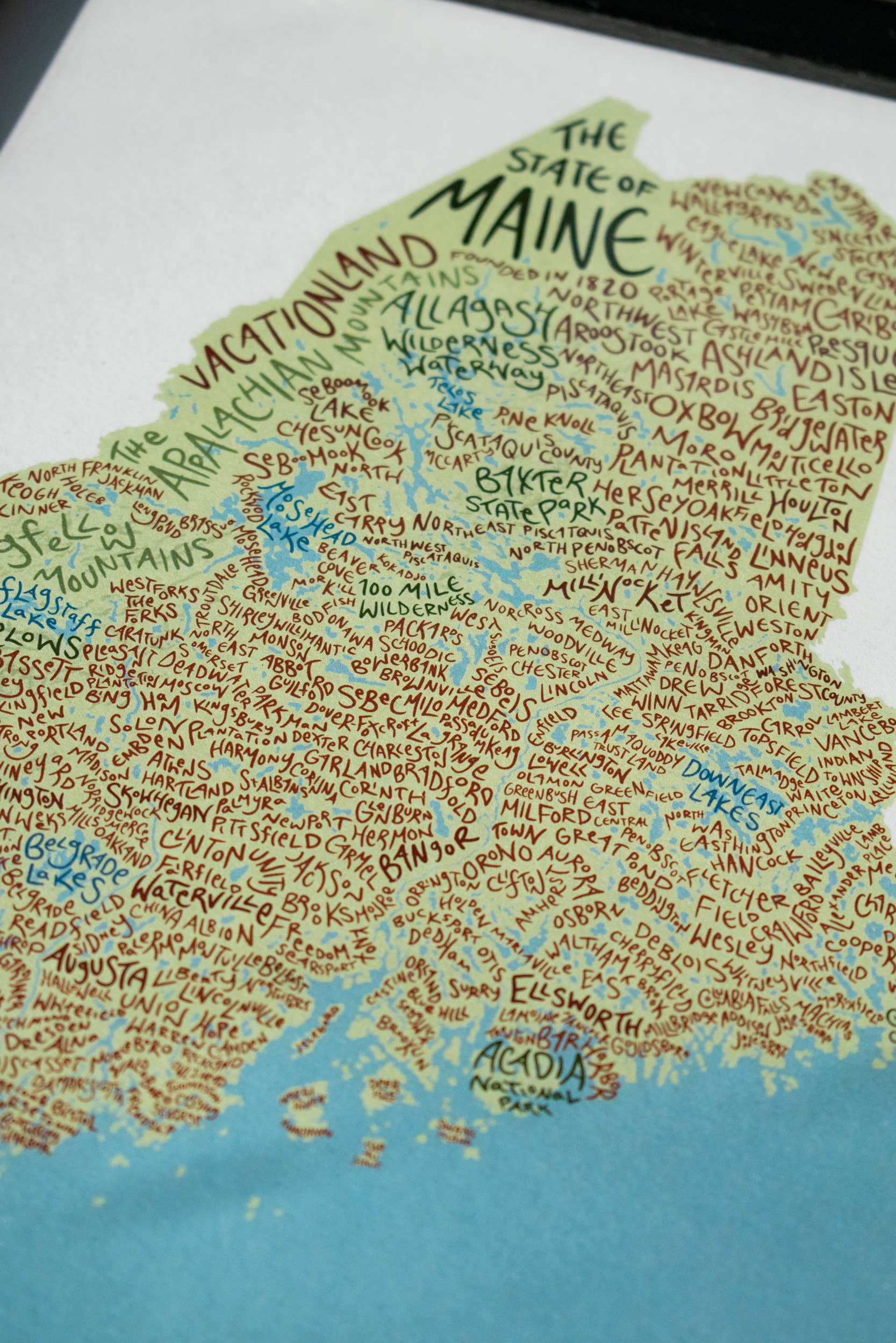 Abby Clark Creative - Wholesale Art Print - The State of Maine -Hand Lettered Typography 11x14 Art Print5