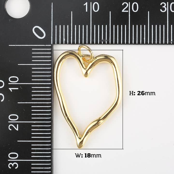 Beads Creation – Engroshandel Vedhæng/charm – Guldfyldt hult hjerte charmevedhæng, CP19432