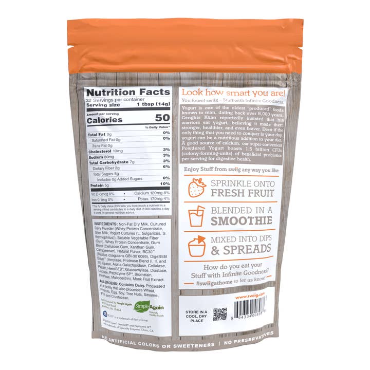 swiig - Wholesale Powdered Health Drink - Powdered Yogurt, GMO-Free, 1lb - 32 Servings1