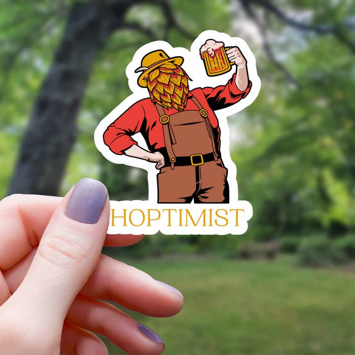 Hoptimist Craft Beer Inspired Sticker - 3" for wholesale by Mimic Gaming Co