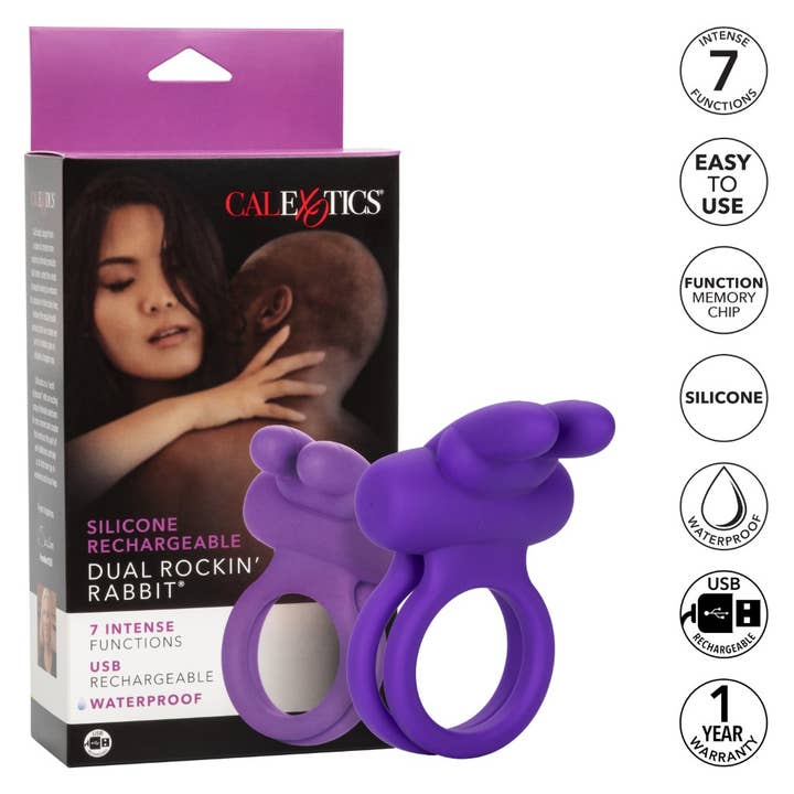 CalExotics - Wholesale Sex Toy - Silicone Rechargeable Dual Rockin’ Rabbit® Enhancer