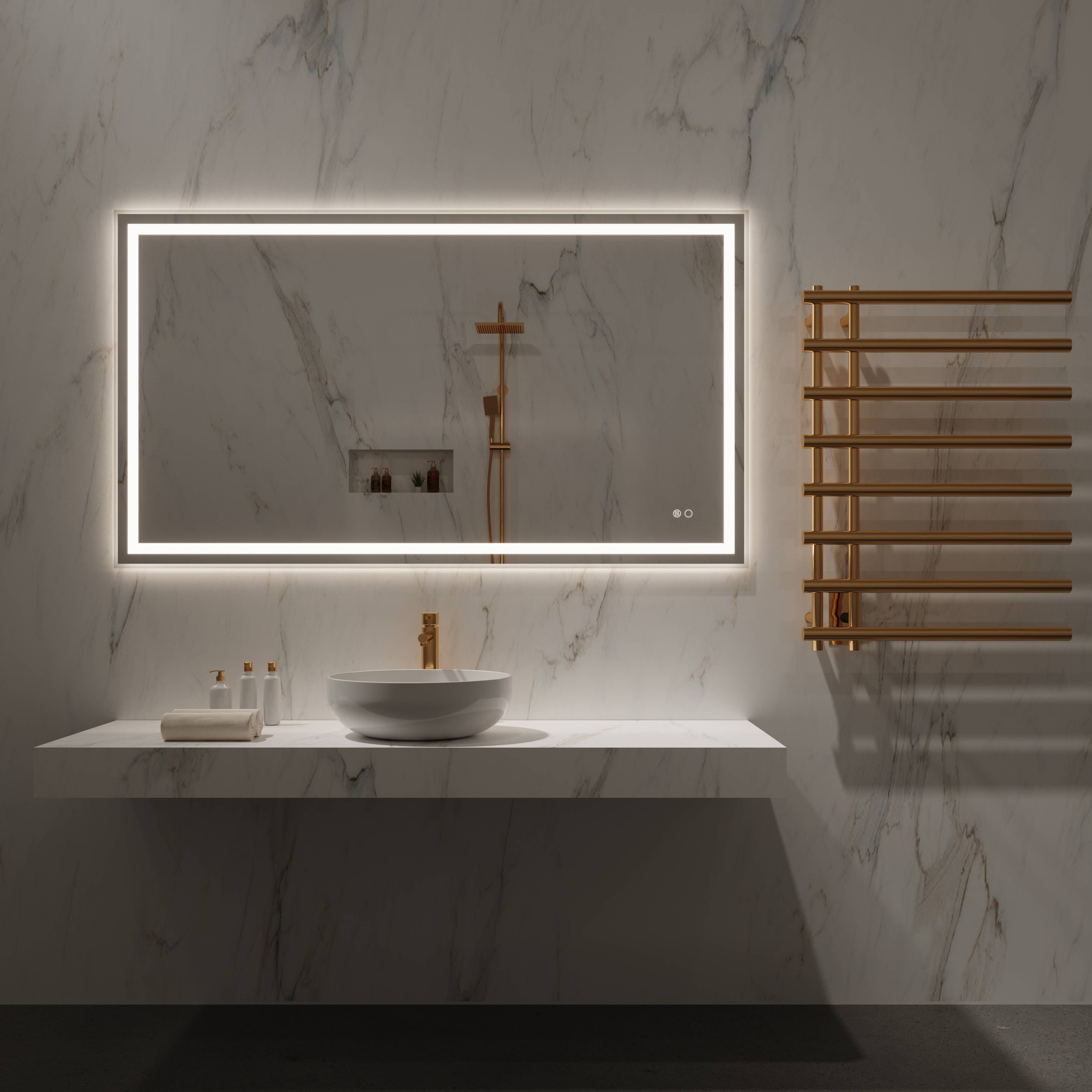 Suite Mirror - Wholesale Wall Mirror - Kaila 60x32 Lighted Mirror with Selectable LED & Defogger2